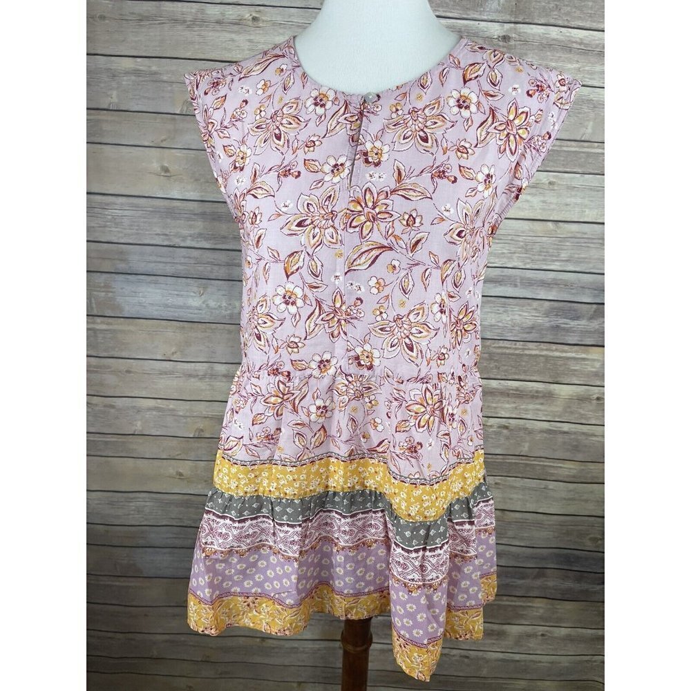 Beach Lunch Lounge XS NWT Tunic Blouse Tiered Ruffled Hem Boho Mixed Floral